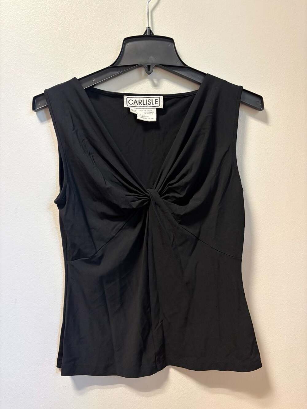 Carlisle Black V-Neck Twist Front Tank Top, Size M